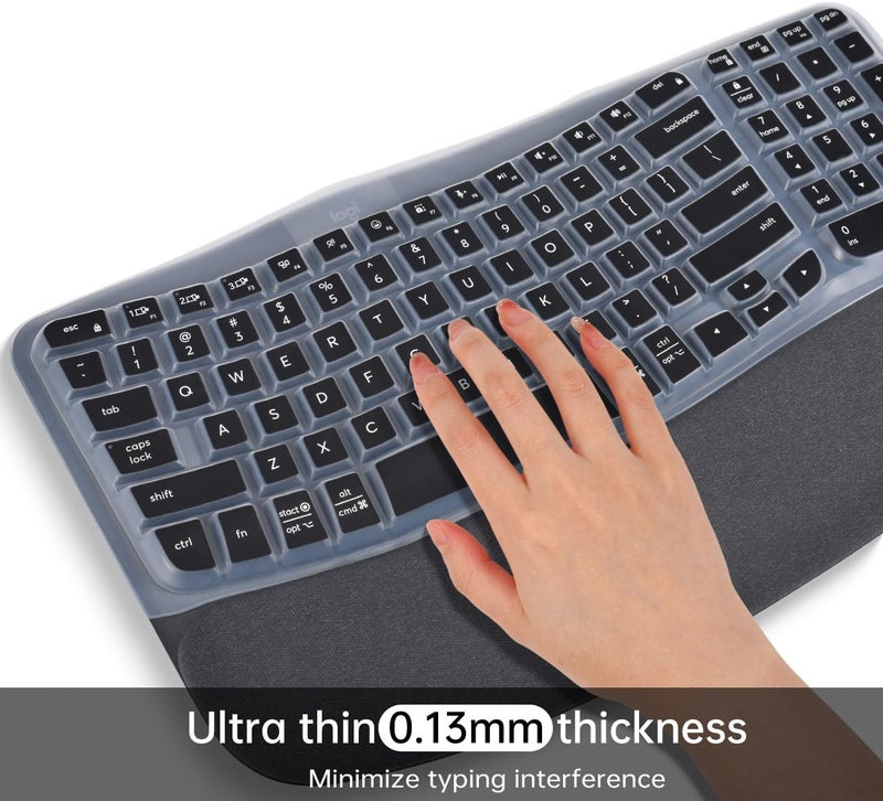 imComor Keyboard Cover for Logitech Wave Keys MK670 Combo Keyboard Skin, Logitech Wave Keys Wireless Ergonomic Keyboard Cover Protector Skin Accessories, Black - Image 4